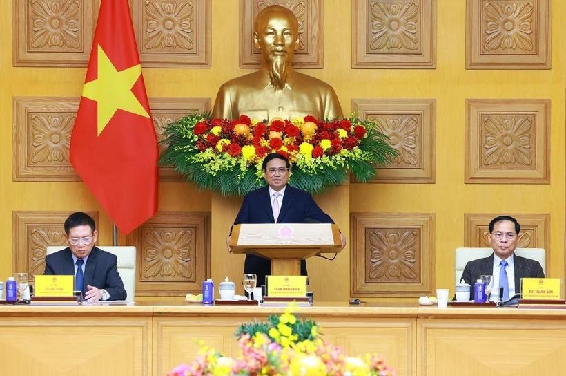 Prime Minister Pham Minh Chinh addresses the dialogue (Photo: VNA) vna-potal-thu-tuong-pham-minh-chinh-toa-dam-voi-cac-doanh-nghiep-asean-7886328.jpg