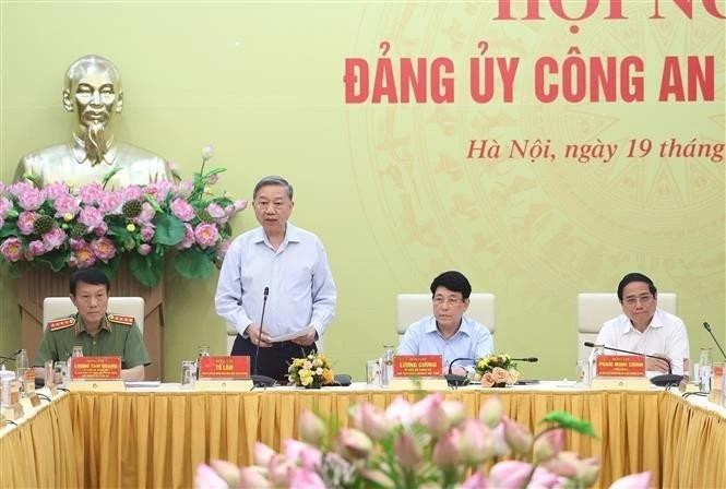 Party General Secretary To Lam speaks at the Central Public Security Party Committee's mid-year conference on June 19. (Photo: VNA) to-lam-3.jpg
