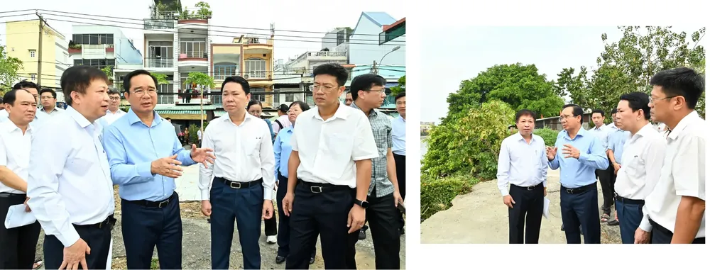 Chairman of the Ho Chi Minh City People's Committee Nguyen Van Duoc conducts a field survey of the urban renovation project for residential areas located on and along canals in District 8. tphcm-dcnguyen-van-duoc-5-9531-3692.jpg