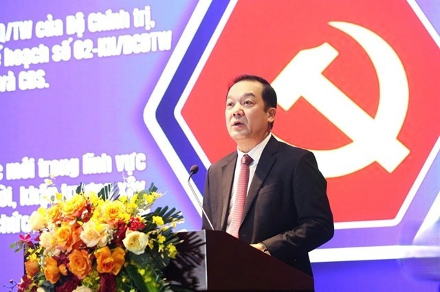 Deputy Minister of Science and Technology Pham Duc Long delivers his speech at the event. (Photo: Courtesy of the Ministry of Science and Technology) 436902-khcn.jpg