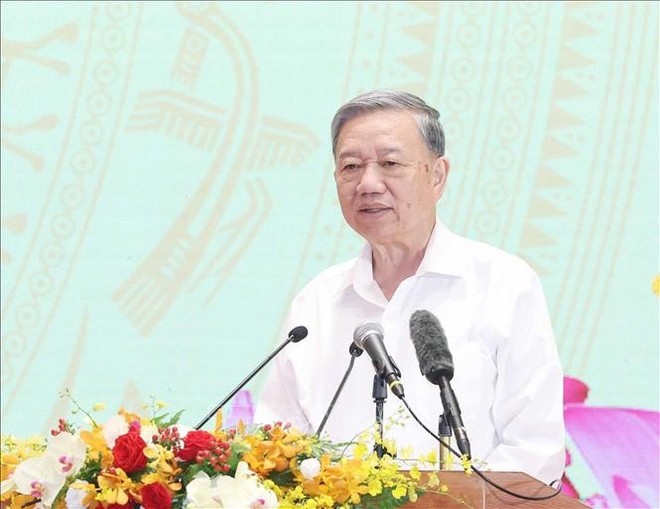 Party General Secretary To Lam speaks at the gathering. (Photo: VNA) lam.jpg