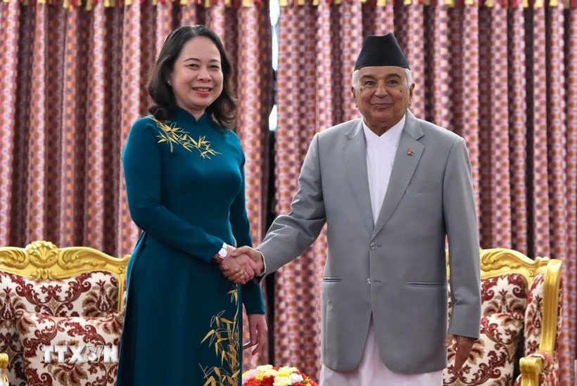 Vice State President Vo Thi Anh Xuan meets with Nepali President Ram Chandra Poudel. (Photo: VNA) president.jpg