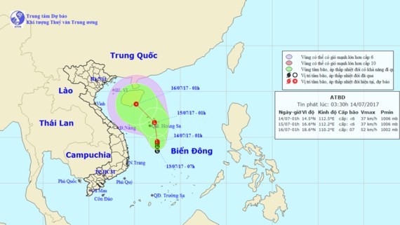 A new low pressure zone appears in the East Sea.