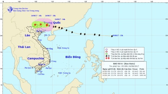 Position of typhoon Hato
