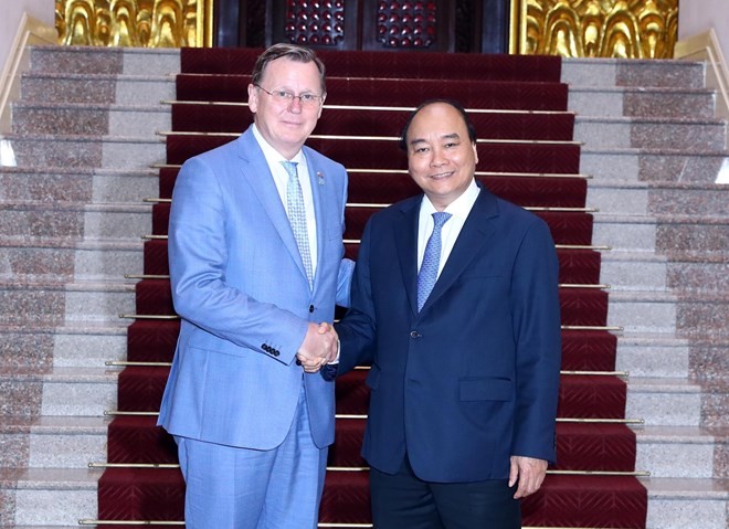 Prime Minister Nguyen Xuan Phuc and Minister-President of Thüringen Bodo Ramelow (Photo: VNA)