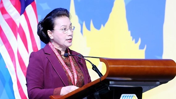 National Assembly Chairwoman Nguyen Thi Kim Ngan speaks at the first plenary session of the ASEAN Inter-Parliamentary Assembly (AIPA)’s 40th General Assembly on August 26. (Source: VNA)