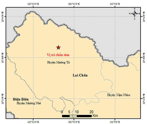 Map of epicenter location (Photo: the Earthquake Information and Tsunami Warning Center)