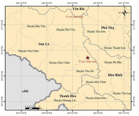 Five earthquakes hit Son La Province this morning