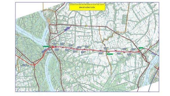 Map of My Thuan- Can Tho expressway project (Source: Transport Engineering Construction and Quality Management Bureau)