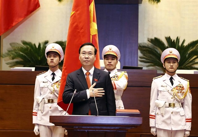 President Vo Van Thuong during the swearing-in ceremony on March 2, 2023. President Vo Van Thuong during the swearing-in ceremony on March 2, 2023.