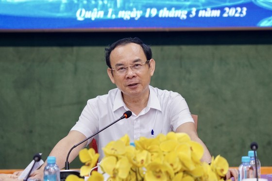 Secretary of the Ho Chi Minh City Party Committee Nguyen Van Nen speaks at the working session.(Photo: Hoang Hung) Secretary of the Ho Chi Minh City Party Committee Nguyen Van Nen speaks at the working session.(Photo: Hoang Hung)