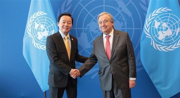 Deputy Prime Minister Tran Hong Ha (L) and UN Secretary-General António Guterres. (Photo: VNA) Deputy Prime Minister Tran Hong Ha (L) and UN Secretary-General António Guterres. (Photo: VNA)