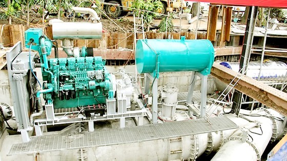The anti-flood pump system installed on Nguyen Huu Canh Street.