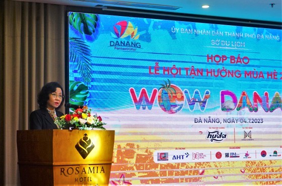 Vice Chairwoman of Da Nang City People's Committee Ngo Thi Kim Yen speaks at the press conference. Vice Chairwoman of Da Nang City People's Committee Ngo Thi Kim Yen speaks at the press conference.