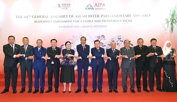 Delegates to the 44th General Assembly of the ASEAN Inter-Parliamentary Assembly (AIPA-44) in a group photo. (Photo: VNA) Delegates to the 44th General Assembly of the ASEAN Inter-Parliamentary Assembly (AIPA-44) in a group photo. (Photo: VNA)