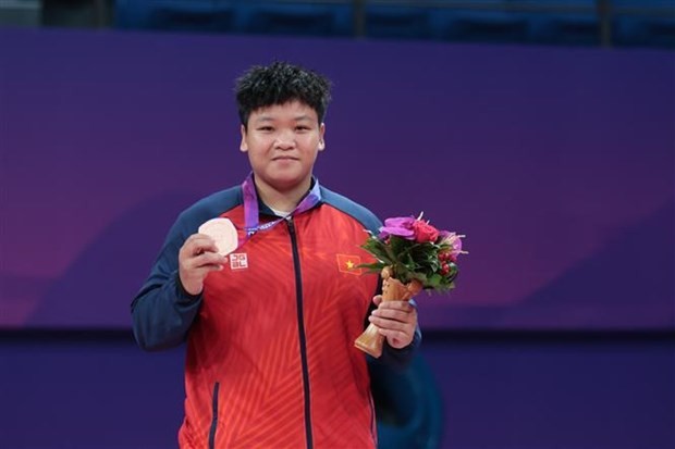Kurash athlete Vo Thi Phuong Quynh wins the 13th bronze medal for Vietnam at ASIAD 19. (Photo: VNA) Kurash athlete Vo Thi Phuong Quynh wins the 13th bronze medal for Vietnam at ASIAD 19. (Photo: VNA)