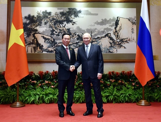 Vietnamese President Vo Van Thuong and Russian President Vladimir Putin had talks on Tuesday in Beijing as the two attended the third Belt and Road Forum for International Cooperation. (Photo: VNA) Vietnamese President Vo Van Thuong and Russian President Vladimir Putin had talks on Tuesday in Beijing as the two attended the third Belt and Road Forum for International Cooperation. (Photo: VNA)