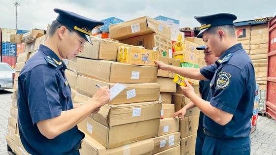 Ho Chi Minh City customs staff are checking a shipment at a port. Ho Chi Minh City customs staff are checking a shipment at a port.