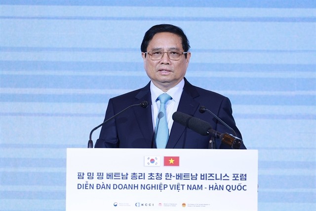 Prime Minister Pham Minh Chinh delivers a speech at the forum. (Photo: VNA) c.jpg