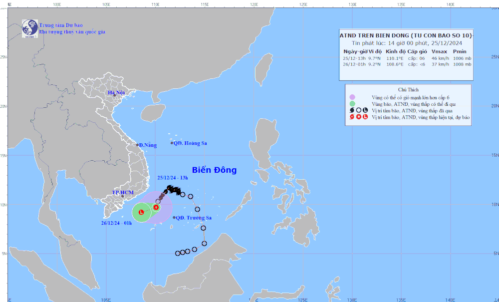 Storm Pabuk downgrades into a tropical depression off the coast from Ninh Thuan to Ba Ria-Vung Tau on the afternoon of December 25. Pabuk.jpg