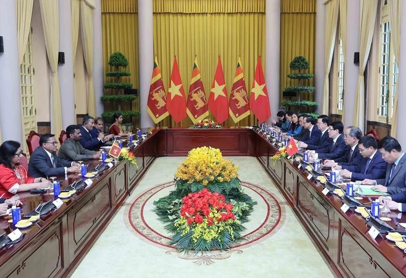 At the talks between State President Luong Cuong and Sri Lankan President Anura Kumara Dissanayaka. (Photo: VNA) talks.jpg