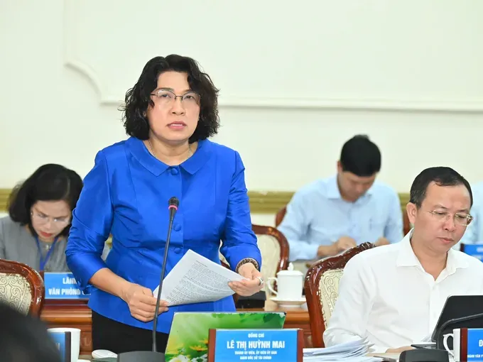Director of the Ho Chi Minh City Department of Finance Le Thi Huynh Mai reports at the working session. (Photo: SGGP/ Viet Dung) z6666652622359-af7f94d8960ffe0c402fcca3d595d7f0-4187-367.jpg