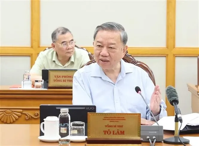 Party General Secretary To Lam speaks at the meeting. (Photo: VNA) TL.jpg