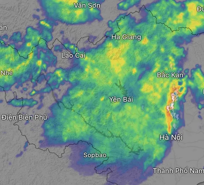 Satellite image of a massive thunderstorm system over the northern mountainous region of Vietnam at 6 a.m. on June 21. (Source: GFS) img-9827-1757-8801.jpeg