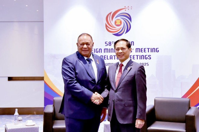 Deputy Prime Minister and Minister of Foreign Affairs Bui Thanh Son meets with Timor-Leste’s Minister of Foreign Affairs and Cooperation Bendito dos Santos Freitas. (Photo: VNA) bui-thanh-son-3.jpg