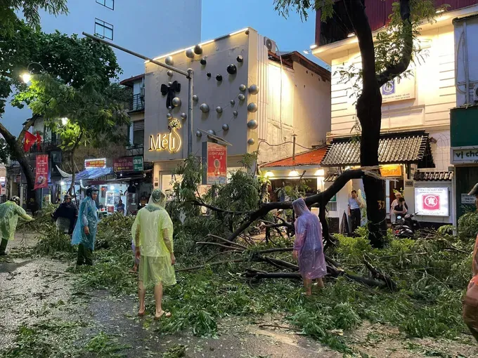 Authorities handle a tree with broken branches following the violent windstorm on the evening of July 19 in Hanoi. 518387035-1146081644228295-4637496644792236830-n-4924-3608.jpg