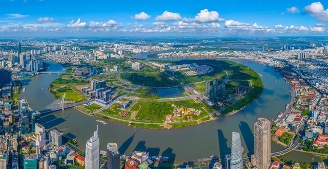 A view of Thu Thiem New Urban Area in Thu Duc city seen from downtown District 1. HCMC will begin construction of a seven-billion-USD IFC this month. (Photo: VNA) 431894-thu-thiem-new-urban-area.jpg