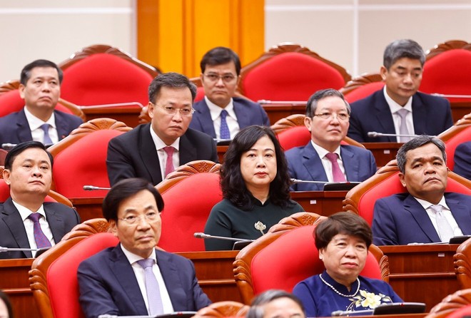 Delegates at the 13th meeting of the 13th Party Central Committee. (Photo: VNA) phien-be-mac.jpg