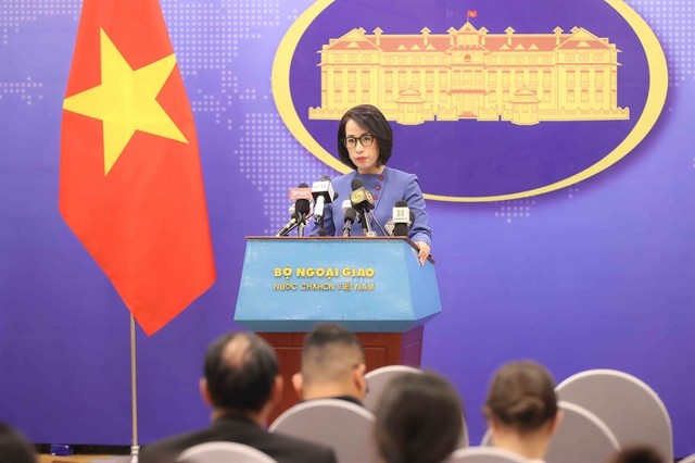 Spokeswoman of the Ministry of Foreign Affairs Pham Thu Hang speaks at a regular press briefing on October 16 (Photo: VNA) 457491_5298671985804818_sp.jpg