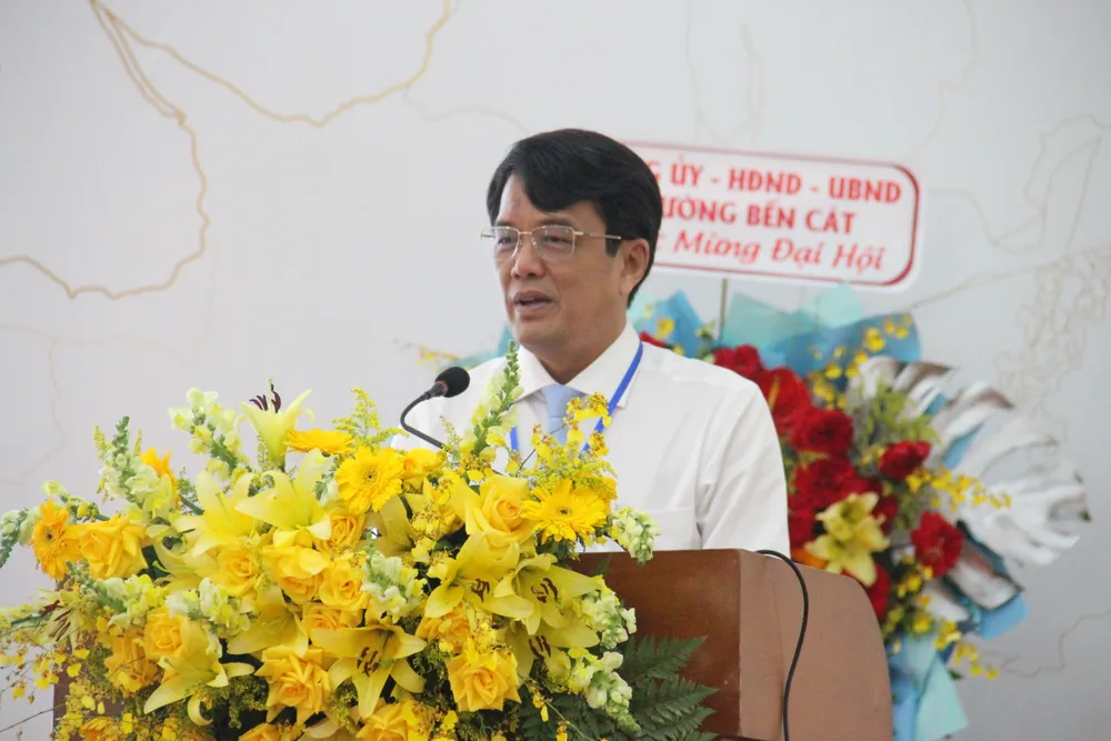 Đồng chí Bùi Thanh Nhân phát biểu chỉ đạo tại Đại hội MTTQ Việt Nam phường Bến Cát IMG_2423 - Copy - Copy.JPG