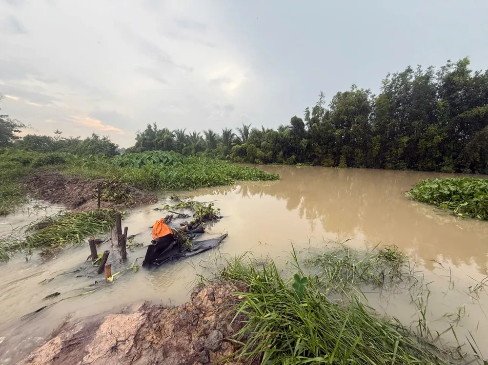 Nước dâng cao gây ngập các vùng trũng thấp ven sông Sài Gòn Phú An ngập 2.jpg