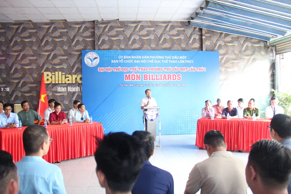 Ban Tổ chức Đại hội Thể dục Thể thao phường Thủ Dầu Một tiếp tục tổ chức khai mạc Giải Billiards IMG_3540.JPG