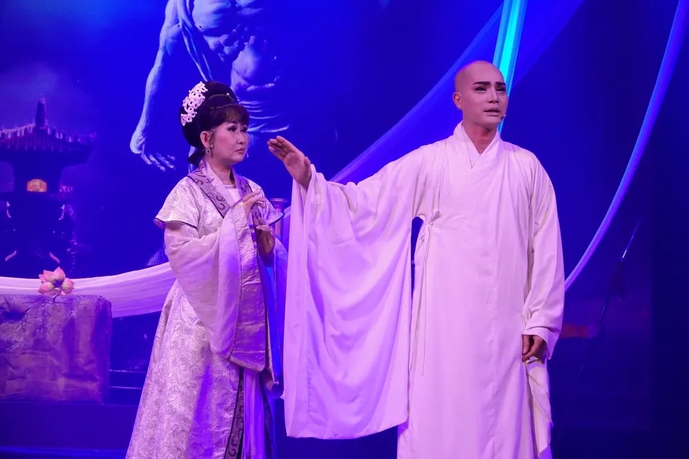 NSƯT Lê Trung Thảo dự thi vai Lý Huệ Tông, trích đoạn &quot;Dấu ấn giao thời&quot;. Ảnh: THÚY BÌNH