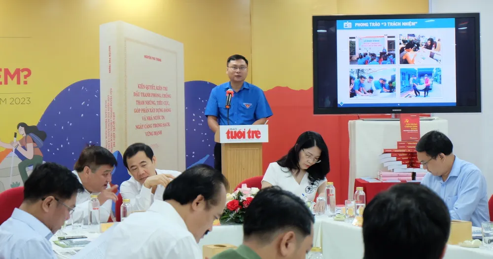 Phó Bí thư Thành đoàn TPHCM Trương Minh Tước Nguyên phát biểu tại toạ đàm. Ảnh: THU HƯỜNG Phó Bí thư Thành đoàn TPHCM Trương Minh Tước Nguyên phát biểu tại toạ đàm. Ảnh: THU HƯỜNG