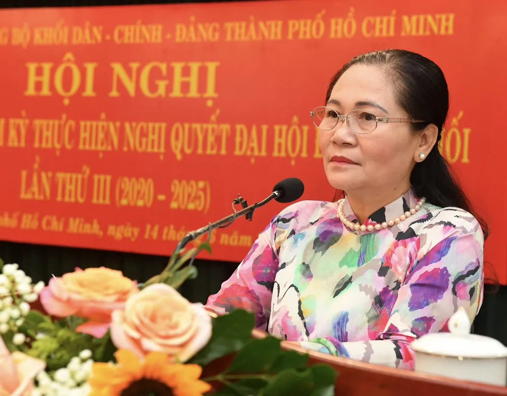 Đồng chí Nguyễn Thị Lệ phát biểu chỉ đạo tại hội nghị. Ảnh: VIỆT DŨNG