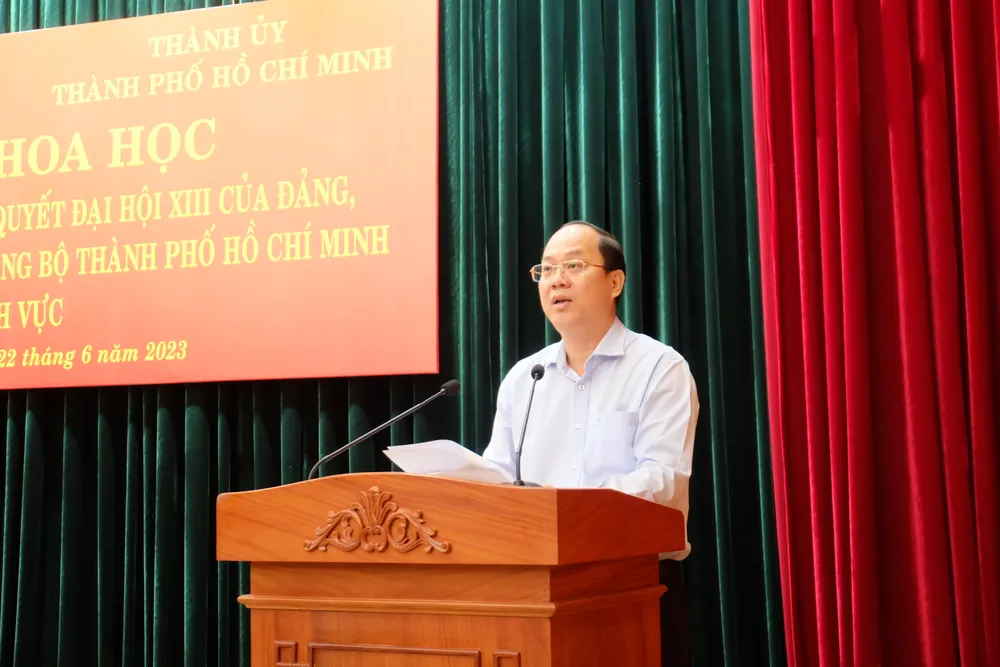 Phó Bí thư Thành ủy TPHCM Nguyễn Hồ Hải phát biểu khai mạc hội thảo