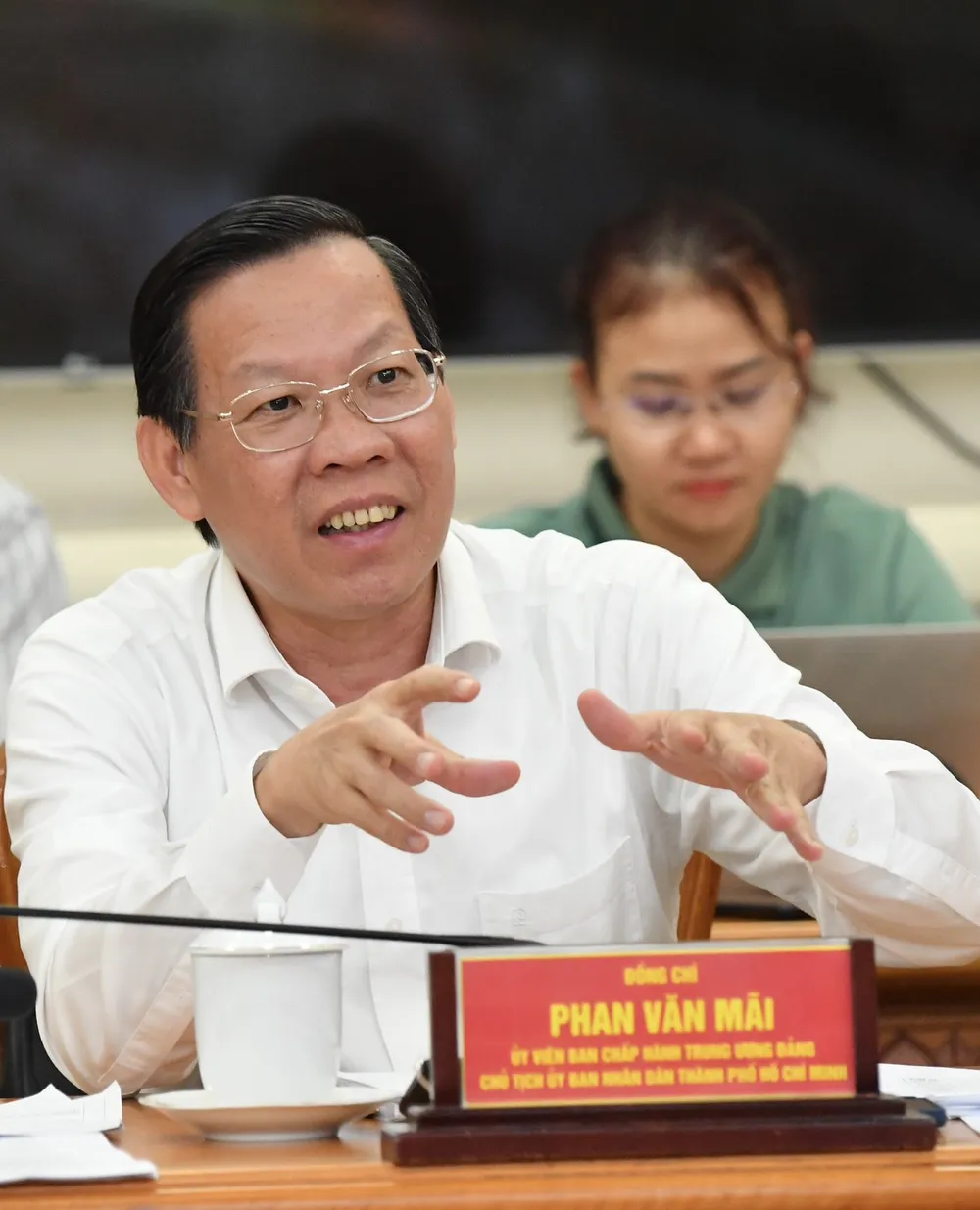 Đồng chí Phan Văn Mãi, Chủ tịch UBND TPHCM, Chủ tịch Hội đồng xét tặng Giải thưởng Sáng tạo TPHCM lần 3 trao đổi tại buổi làm việc. Ảnh: VIỆT DŨNG Đồng chí Phan Văn Mãi, Chủ tịch UBND TPHCM, Chủ tịch Hội đồng xét tặng Giải thưởng Sáng tạo TPHCM lần 3 trao đổi tại buổi làm việc. Ảnh: VIỆT DŨNG