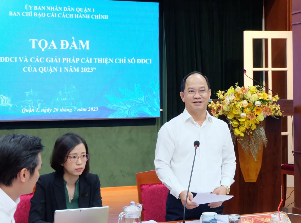 Chủ tịch UBND quận 1 Lê Đức Thanh phát biểu tại tọa đàm Chủ tịch UBND quận 1 Lê Đức Thanh phát biểu tại tọa đàm