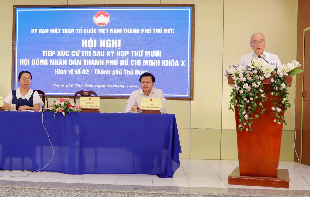 Trưởng Ban Tuyên giáo Thành ủy TPHCM Phan Nguyễn Như Khuê trao đổi với cử tri TP Thủ Đức tại buổi tiếp xúc cử tri Trưởng Ban Tuyên giáo Thành ủy TPHCM Phan Nguyễn Như Khuê trao đổi với cử tri TP Thủ Đức tại buổi tiếp xúc cử tri