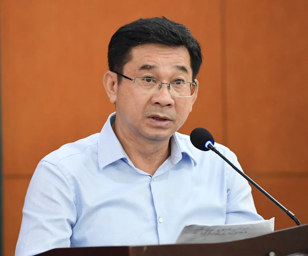 Chủ nhiệm Ủy ban Kiểm tra Thành ủy TPHCM Dương Ngọc Hải phát biểu tiếp thu ý kiến chỉ đạo của Thường trực Thành ủy TPHCM. Ảnh VIỆT DŨNG