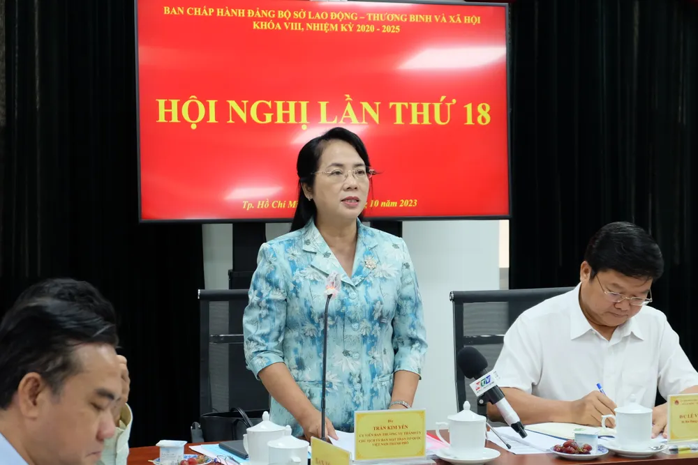 Chủ tịch Ủy ban MTTQ Việt Nam TPHCM Trần Kim Yến phát biểu chỉ đạo Chủ tịch Ủy ban MTTQ Việt Nam TPHCM Trần Kim Yến phát biểu chỉ đạo