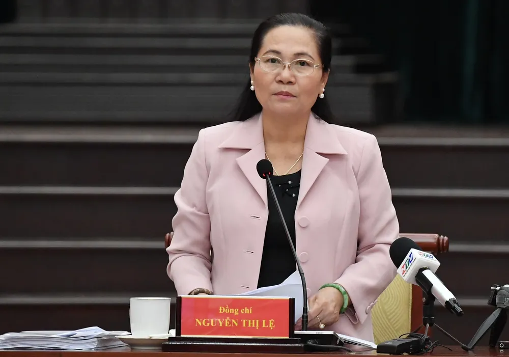 Chủ tịch HĐND TPHCM Nguyễn Thị Lệ phát biểu tại Hội nghị lần thứ 24 (mở rộng) của Ban Chấp hành Đảng bộ TPHCM khóa XI. Ảnh: VIỆT DŨNG