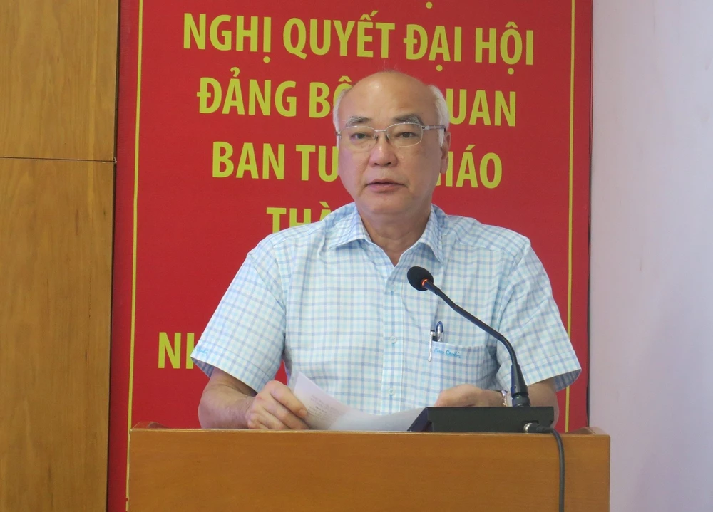 Trưởng Ban Tuyên giáo Thành ủy TPHCM Phan Nguyễn Như Khuê phát biểu kết luận hội nghị 12-4. Anh Khuê.jpg