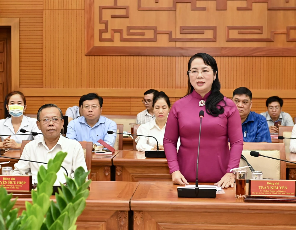 Tân Chủ nhiệm UBKT Thành ủy TPHCM Trần Kim Yến phát biểu nhận nhiệm vụ. Ảnh: VIỆT DŨNG 22-6. 3.jpg