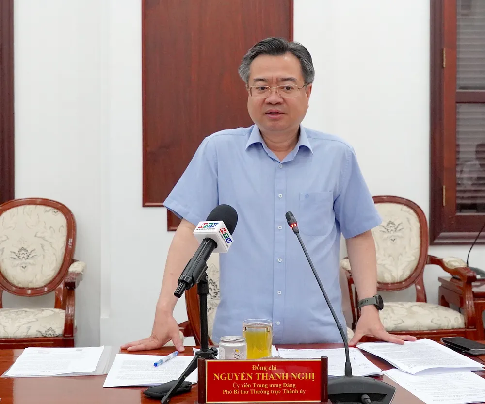 Phó Bí thư Thường trực Thành ủy TPHCM Nguyễn Thanh Nghị phát biểu kết luận phiên họp. Ảnh: PHƯƠNG UYÊN 2.JPG