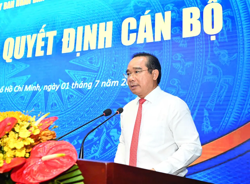 Chủ tịch UBND TPHCM Nguyễn Văn Được phát biểu giao nhiệm vụ. Ảnh: VIỆT DŨNG 25.jpg